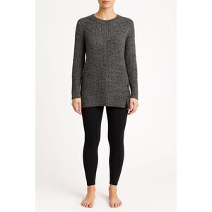 GAP Black White Cable Knit Tunic Sweater XS Quiet Luxury Dark Academia Cotton